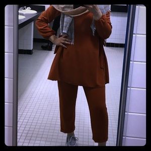 2 piece orange top and bottom